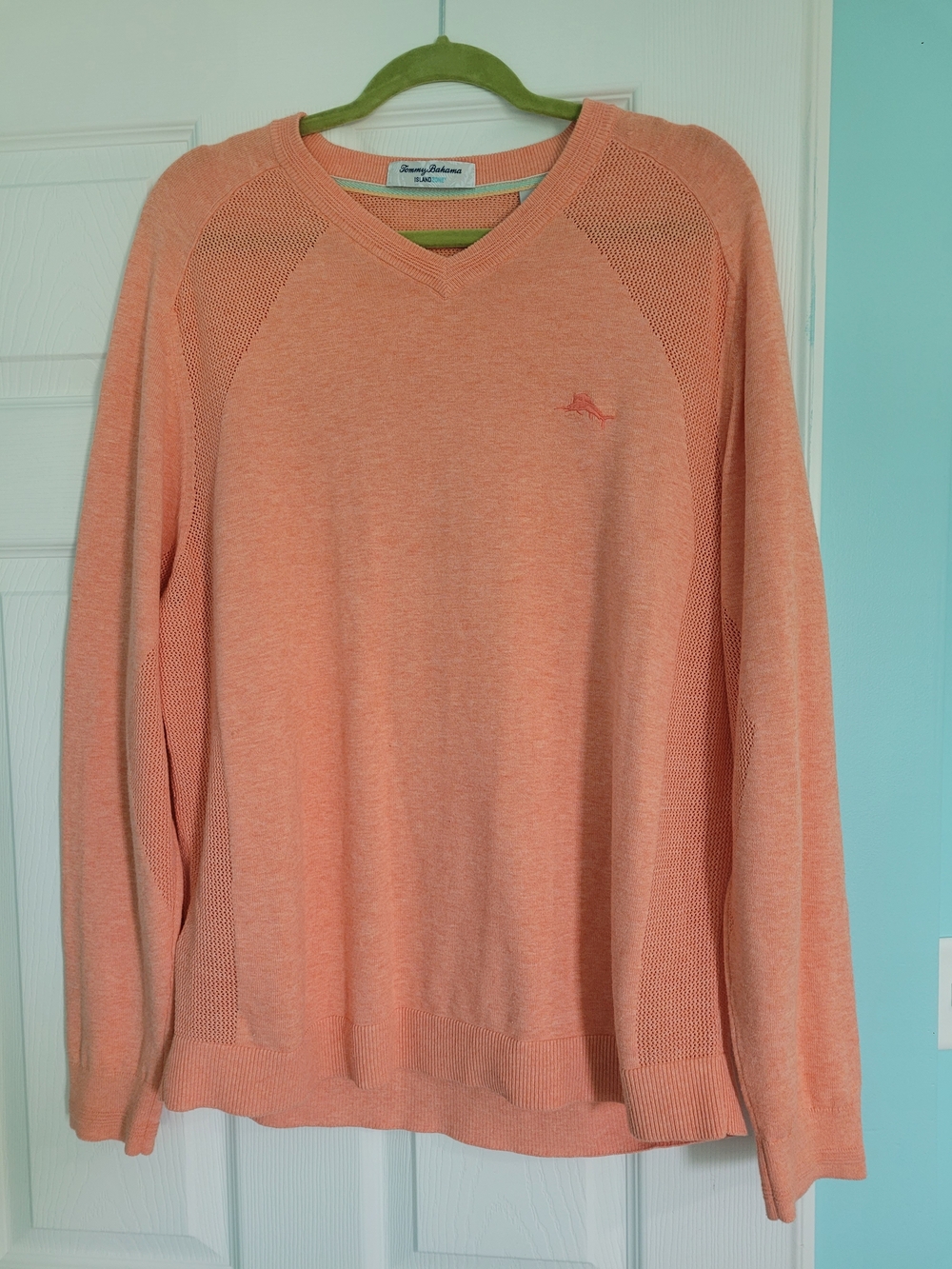 Tommy Bahama Island Zone Men's Peach V-Neck Sweater